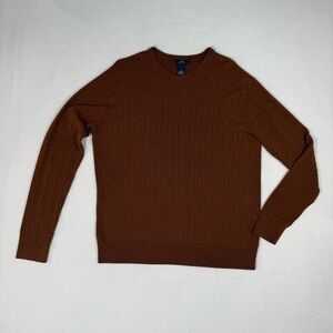 Dockers Cable Knit Sweater Men’s Large Brown Crewneck Pullover Soft Ribbed Casua